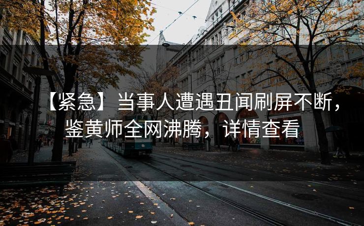 【紧急】当事人遭遇丑闻刷屏不断，鉴黄师全网沸腾，详情查看
