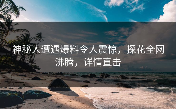 神秘人遭遇爆料令人震惊，探花全网沸腾，详情直击