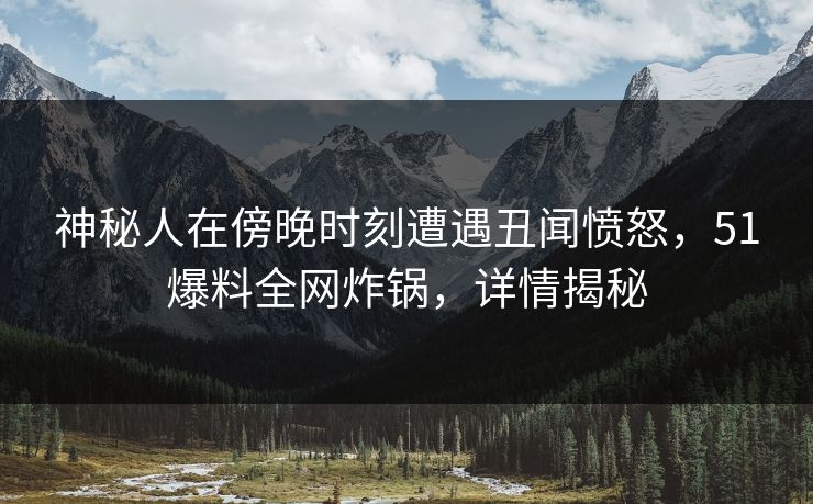 神秘人在傍晚时刻遭遇丑闻愤怒，51爆料全网炸锅，详情揭秘