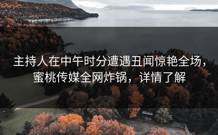 主持人在中午时分遭遇丑闻惊艳全场，蜜桃传媒全网炸锅，详情了解