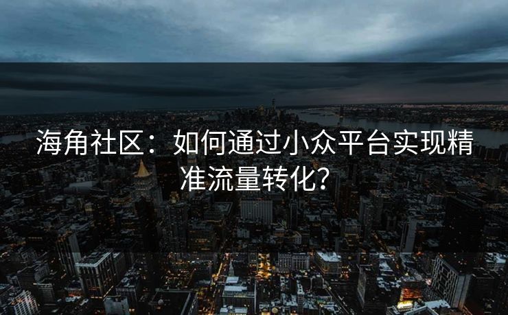海角社区：如何通过小众平台实现精准流量转化？