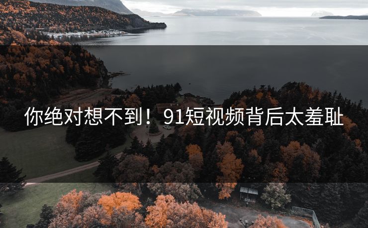 你绝对想不到!91短视频背后太羞耻