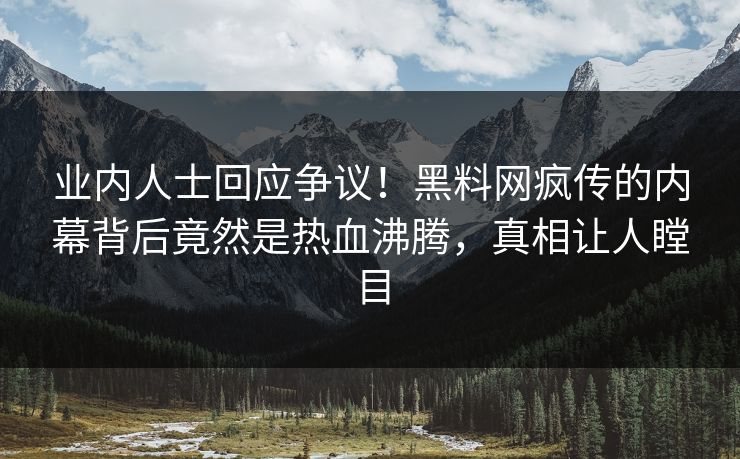 业内人士回应争议！黑料网疯传的内幕背后竟然是热血沸腾，真相让人瞠目