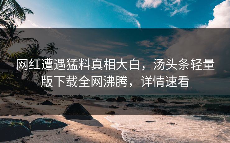网红遭遇猛料真相大白,汤头条轻量版下载全网沸腾,详情速看