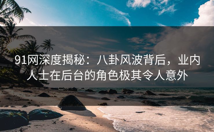 91网深度揭秘：八卦风波背后，业内人士在后台的角色极其令人意外