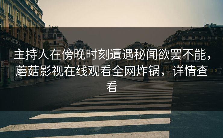 主持人在傍晚时刻遭遇秘闻欲罢不能，蘑菇影视在线观看全网炸锅，详情查看