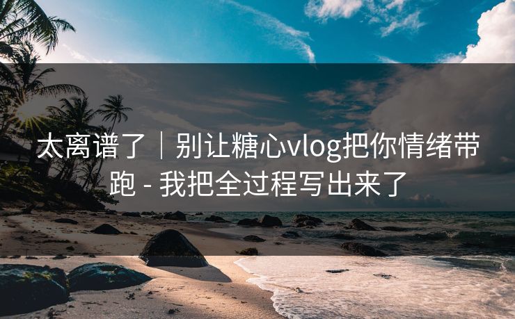 太离谱了｜别让糖心vlog把你情绪带跑 - 我把全过程写出来了