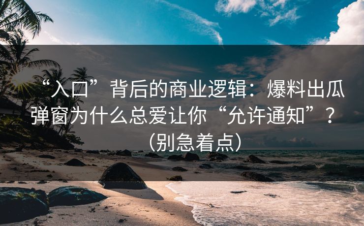 “入口”背后的商业逻辑：爆料出瓜弹窗为什么总爱让你“允许通知”？（别急着点）
