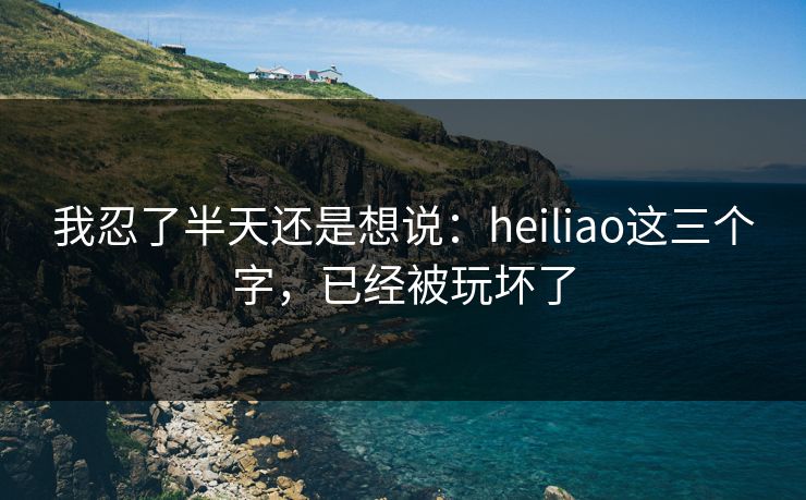 我忍了半天还是想说：heiliao这三个字，已经被玩坏了