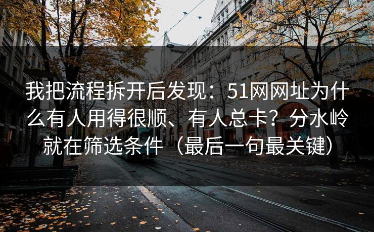 我把流程拆开后发现：51网网址为什么有人用得很顺、有人总卡？分水岭就在筛选条件（最后一句最关键）